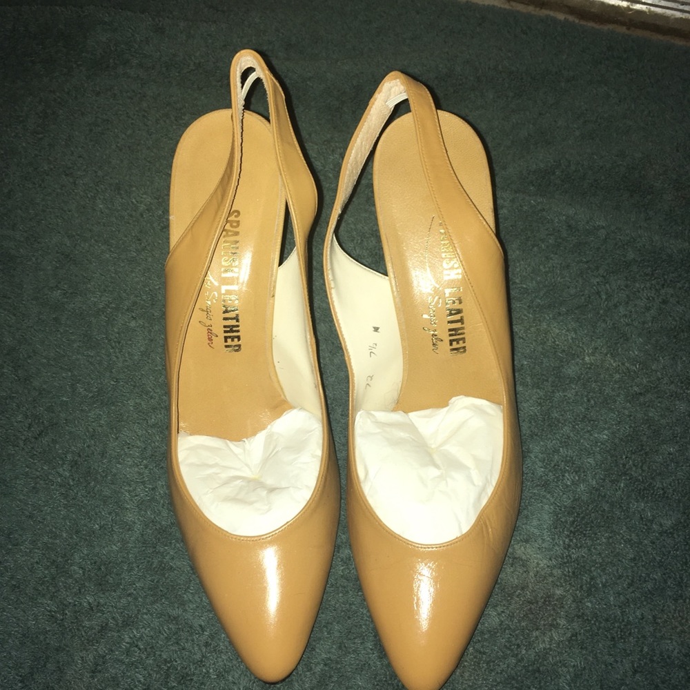 Nude slip on heels